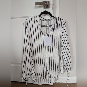 NWT Legoe Heritage Maternity Button Down Striped Top Size Small